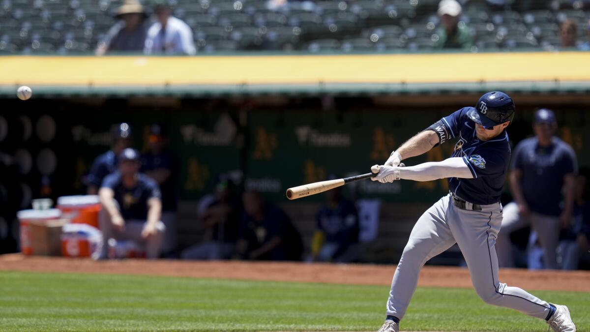 Luke Raley hits go-ahead homer in the 8th, lifts Rays past A's 4-3 for a  series split - The San Diego Union-Tribune