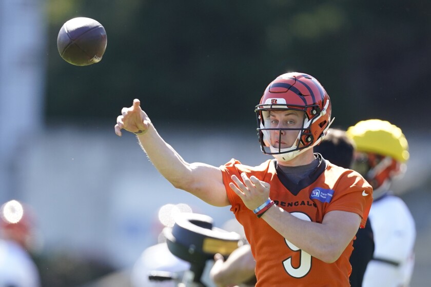 Rams understand magnitude of Super Bowl LVI win over Bengals 14 Cincinnati Bengals quarterback Joe Burrow passes in practice Thursday.