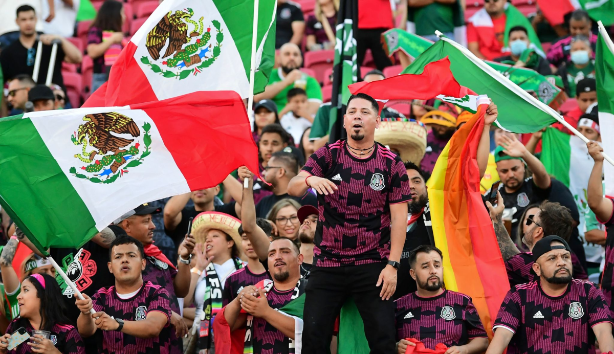 Mexico fans wave flags before an international friendly between Mexico and Nigeria at the Coliseum on Saturday.