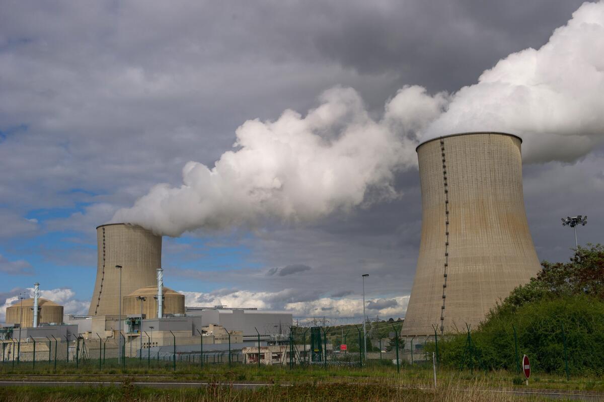 A nuclear power plant at the edge of the Vienne River in western France.