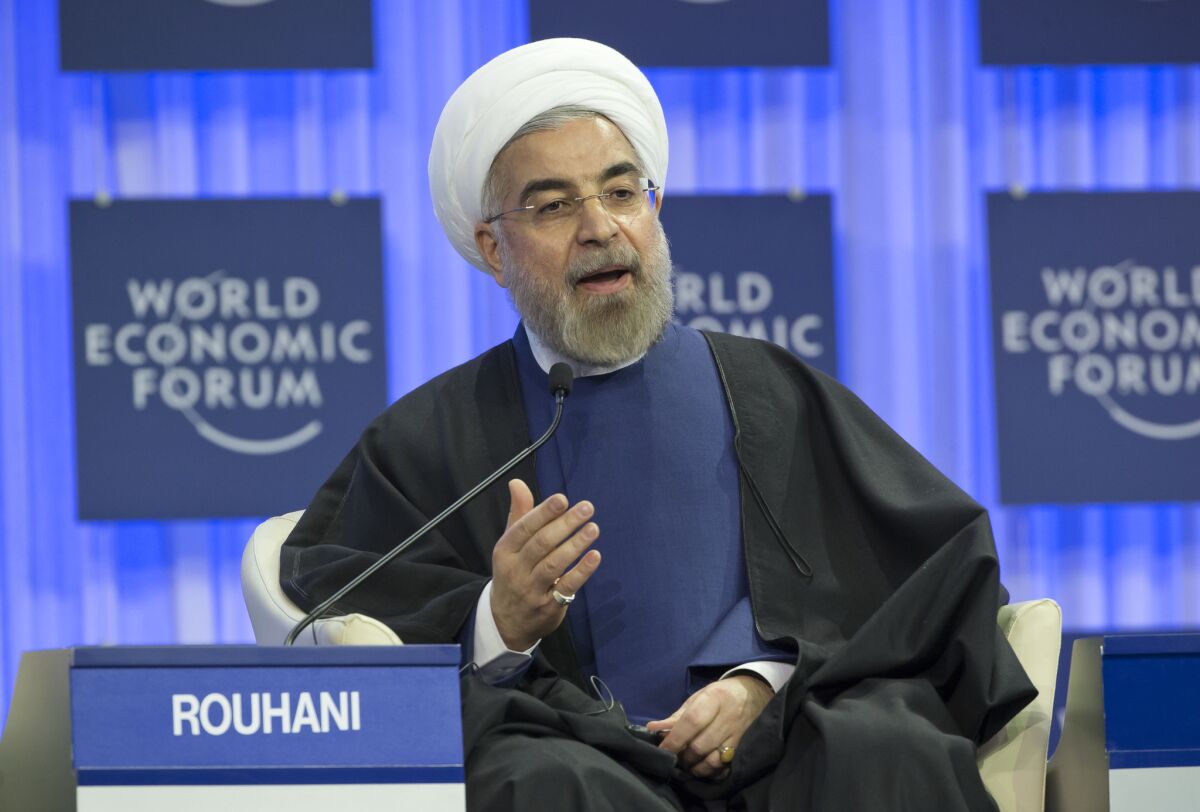 Iranian President Hassan Rouhani during a session of the World Economic Forum in Davos, Switzerland on Thursday.