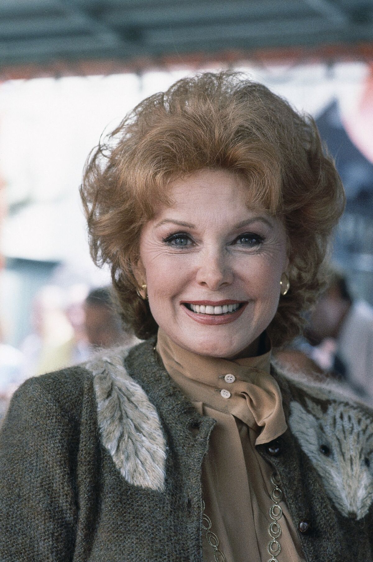 FILE - In this Sept. 28, 1981 file photo, Actress Rhonda Fleming poses for a photo in Hollywood, Calif. Actress Rhonda Fleming, the fiery redhead who appeared with Burt Lancaster, Kirk Douglas, Charlton Heston, Ronald Reagan and other film stars of the 1940s and 1950s, has died, Wednesday, Oct. 14, 2020. She was 97.(AP Photo/Wally Fong)