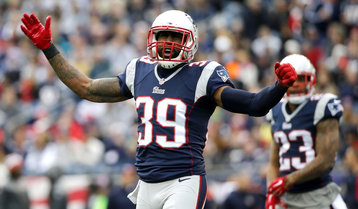 Patriots cornerback Brandon Browner rallies the fans to make some noise during a game against the Chicago Bears earlier this season.