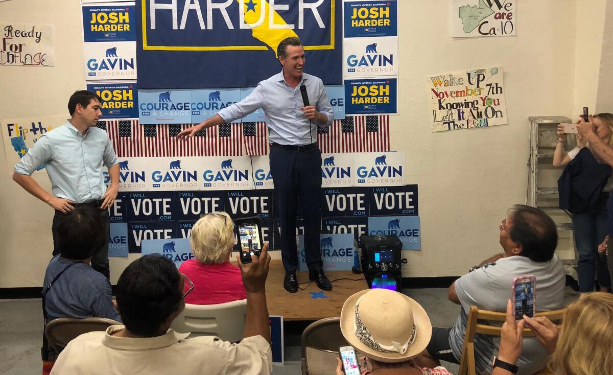 Gavin Newsom makes a final stop in Modesto to rally supporters for fellow Democrat Josh Harder.