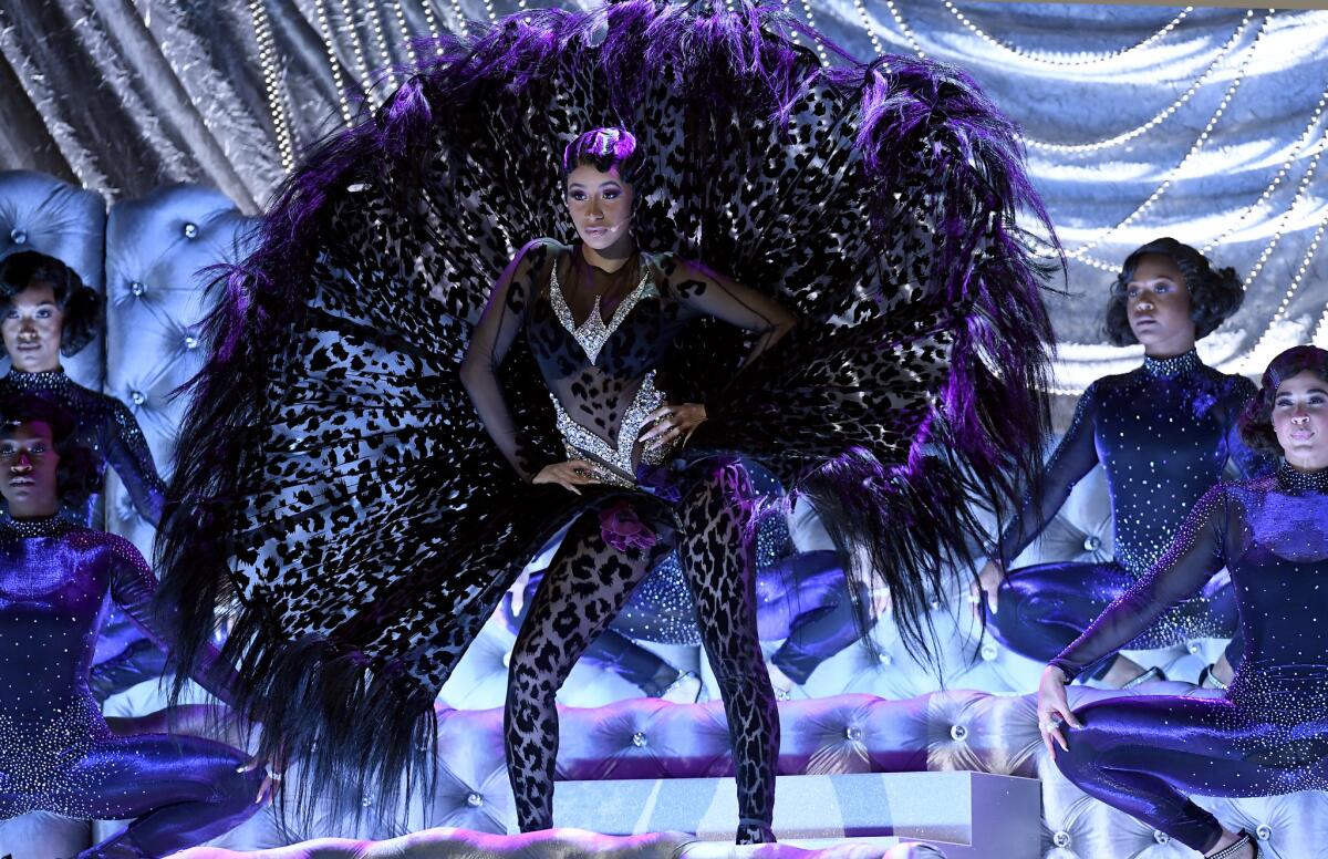 Cardi B performs onstage during the 61st Grammys on Sunday.