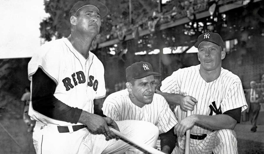 The AL had plenty of firepower with Red Sox outfielder Ted Williams and the Yankees' Yogi Berra (center) and Mickey Mantle, but it wasn't enough against the NL in the 1956 All-Star Game.