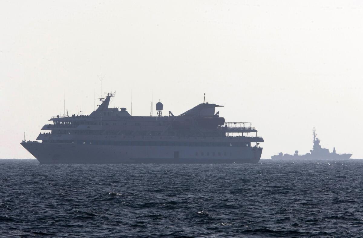 The Mavi Marmara, the lead ship of a flotilla headed to the Gaza Strip that was stormed by Israeli commandos on May 31, 2010, sails into the port of Ashdod, Israel.