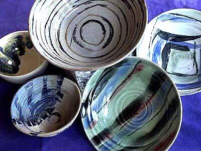 Nancy Goslee Power, landscape designer, likes to give handmade pottery like these dishes by Carol Aronowsky.