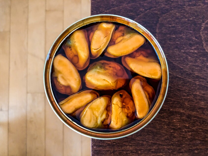 Tinned mussels in pickled sauce from Spanish company Roman Pena.