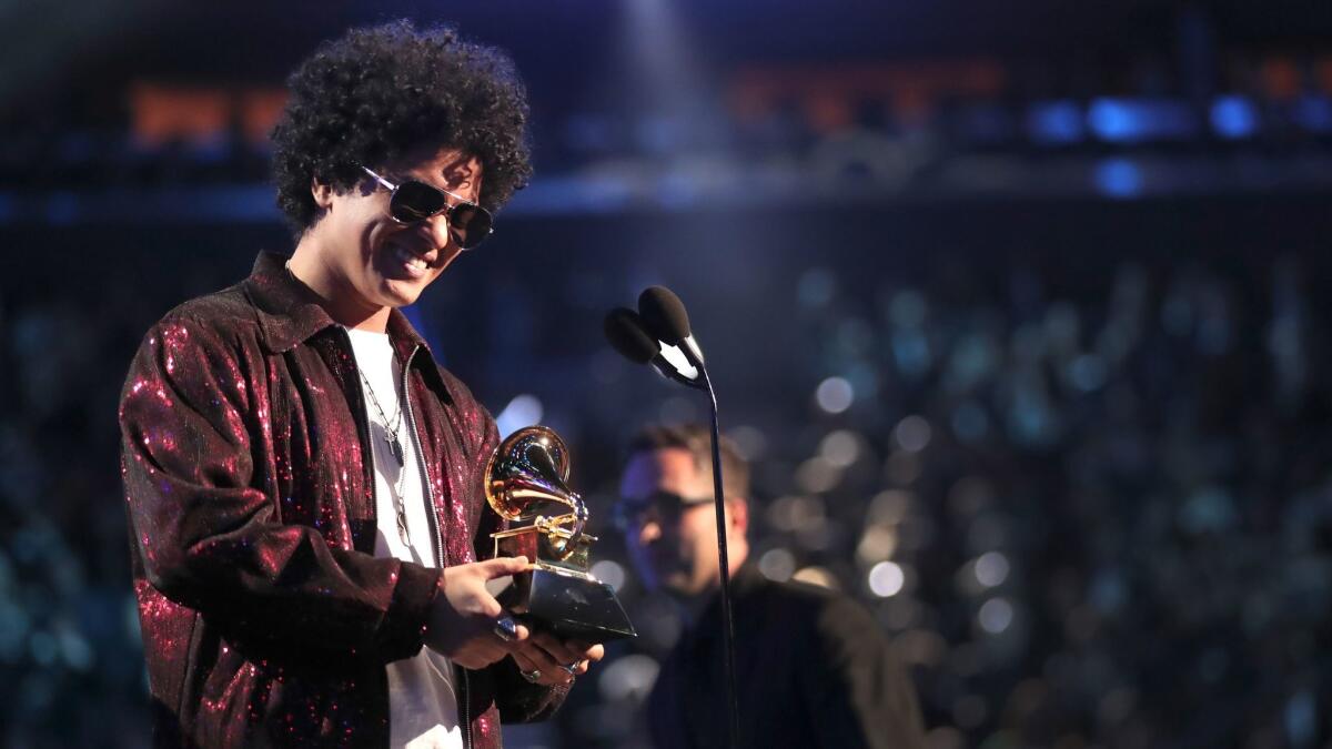 Bruno Mars was the big winner at Sunday night's Grammy Awards in New York.