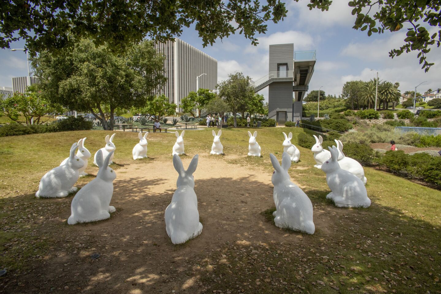 A bevy of bunnies were supplied by Peter Miller Associates, designer of the sculpture garden. (Photo by Spencer Grant)