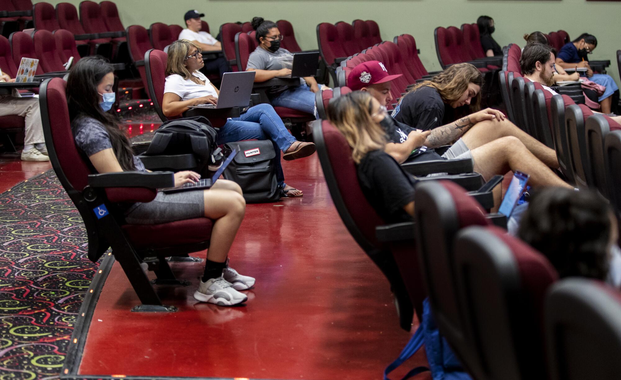 UC Riverside students attend a criminology class at a movie theater about a mile from campus.