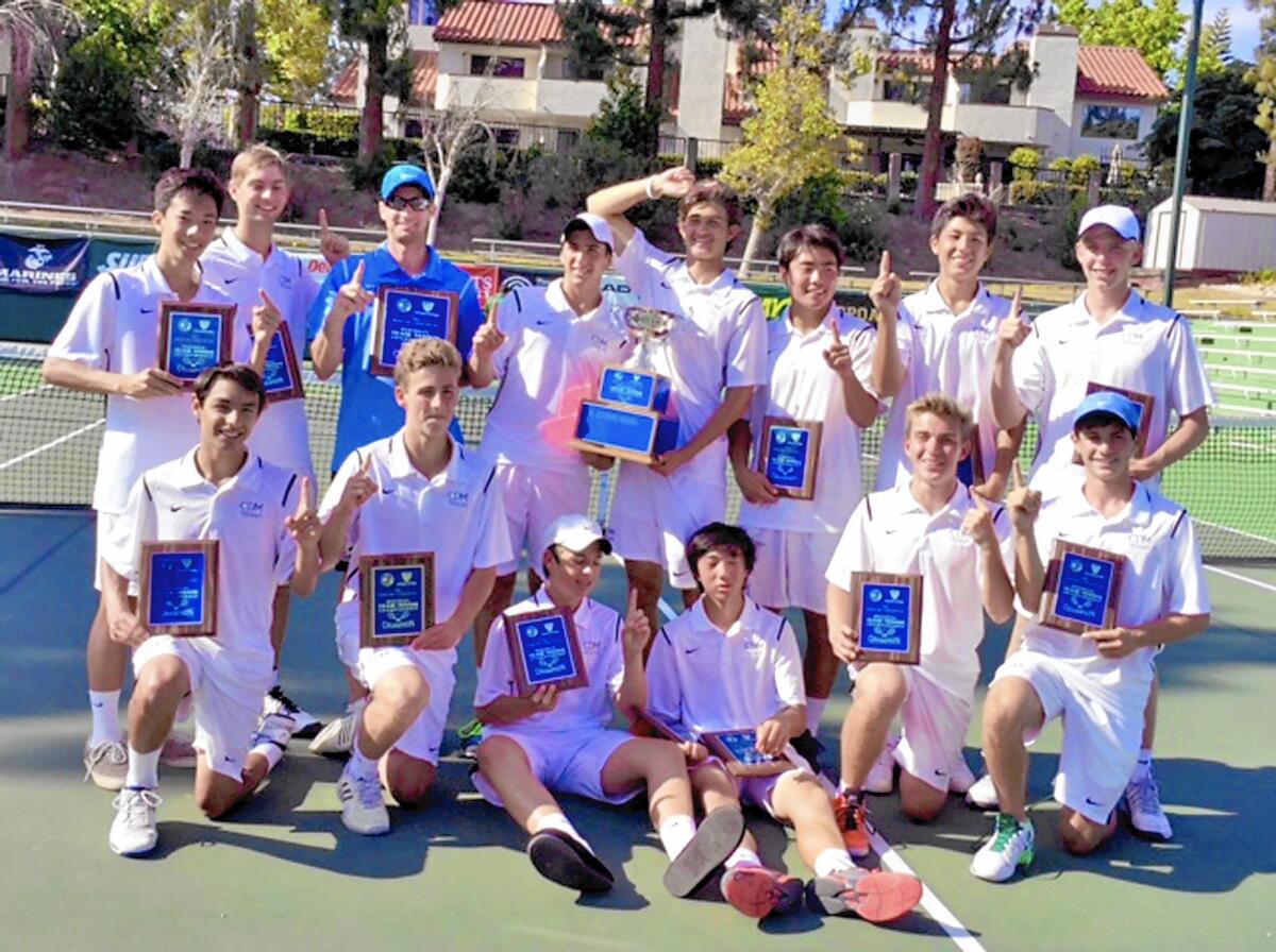 The Corona del Mar High boys' tennis team won the CIF Southern California Regional championship. (Courtesy of Jennifer Cooper)