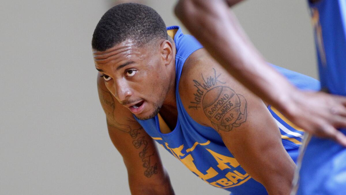 UCLA guard Norman Powell catches his breath during a team practice session on Oct. 14.