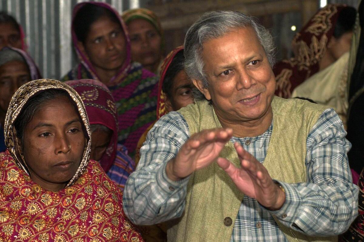 Muhammad Yunus, founder of microfinance organization Grameen America, in his native Bangladesh in 2004. Yunus visited Los Angeles to officially launch Grameen in Boyle Heights and Pico Union.