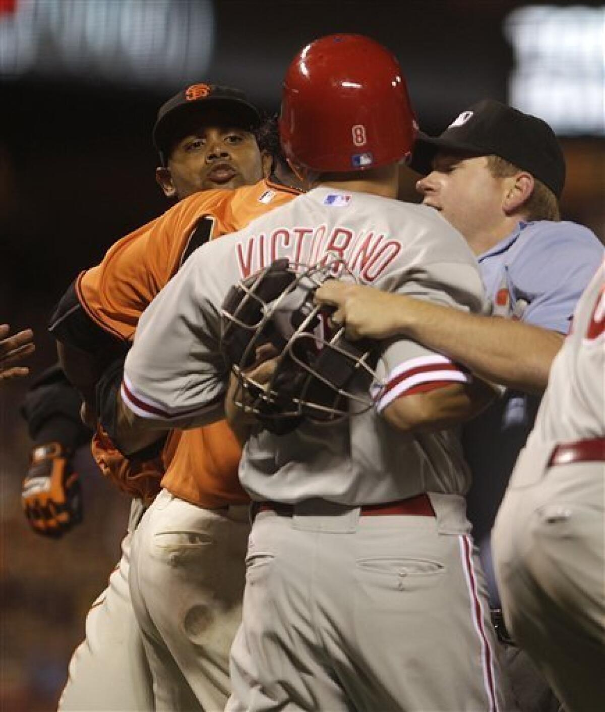 Philadelphia Phillies' Shane Victorino hits a home run against the