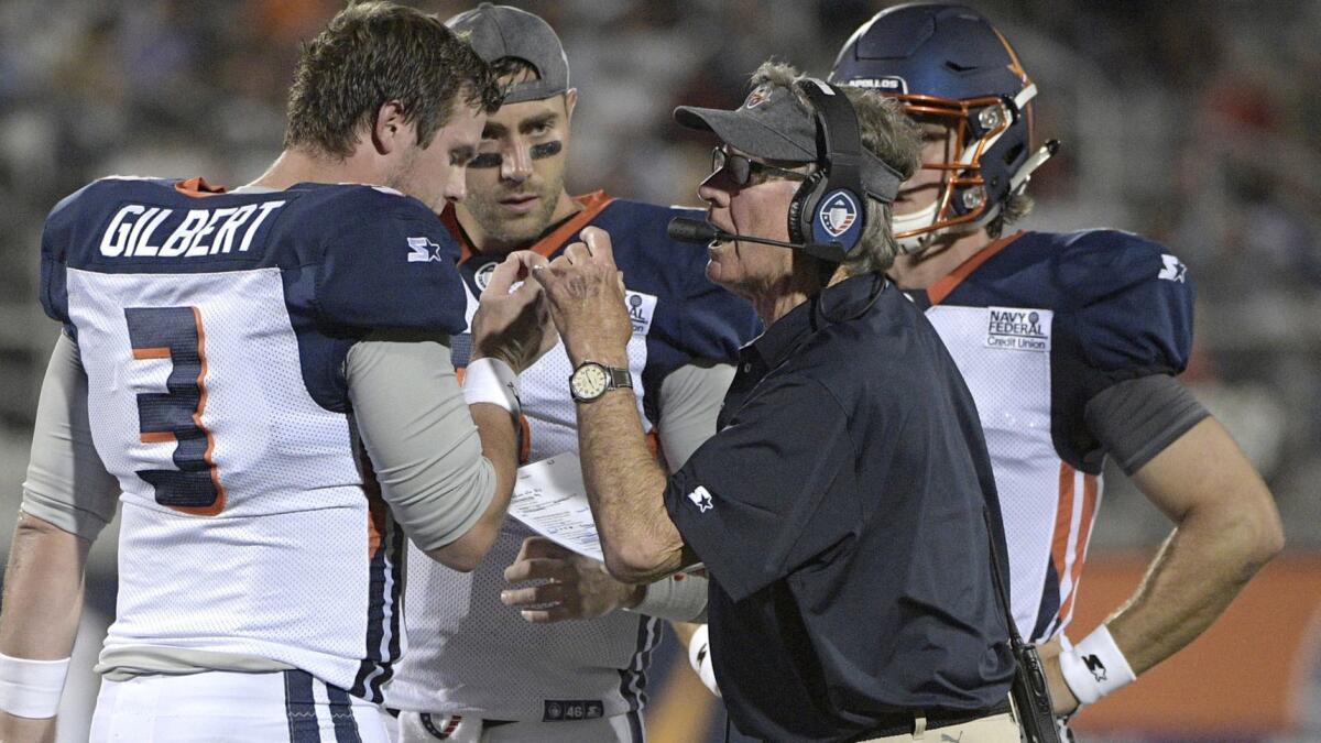 The ol' ball coach, Steve Spurrier, coaches Orlando in the Alliance of American Football.