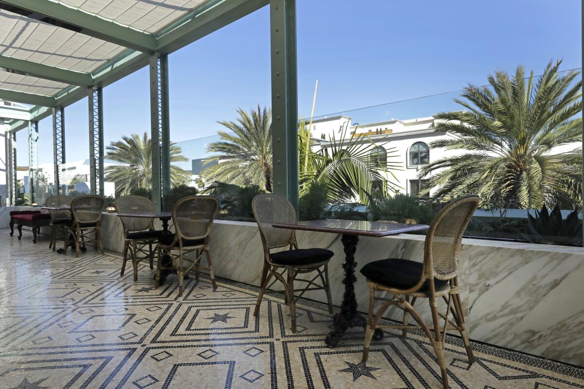 The terrace of Gucci Osteria da Massimo Bottura in Beverly Hills. 