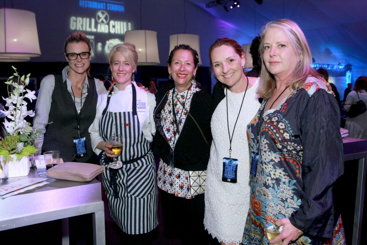 All-Star Chef Classic co-founder Krissy Lefebvre, chef Naomi Pomeroy, chef Nancy Silverton, ASCC co-founder Lucy Lean and chef Nancy Oakes at the All-Star Chef Classic Grill and Chill event at L.A. Live on March 22.