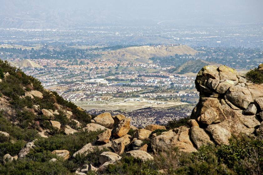 SIMI VALLEY, CA - FEBRUARY 11: A view of the San Fernando Valley from Rocky Peak Road near the Los Angeles County - Ventura County line. Photographed on Thursday, Feb. 11, 2021 in Simi Valley, CA. (Myung J. Chun / Los Angeles Times) 50 hikes for the Hiking Issue 2021. Rocky Peak