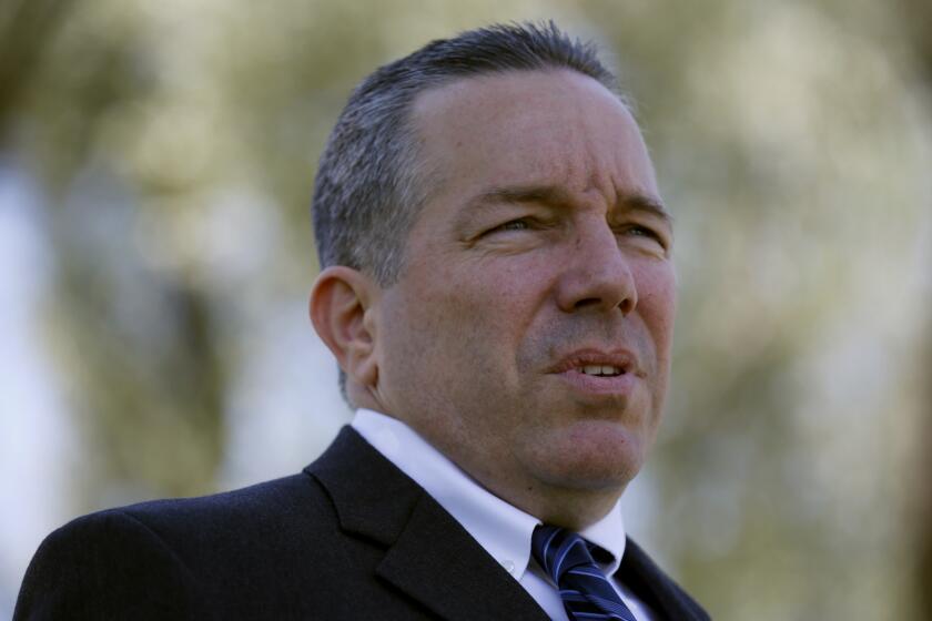 EAST LOS ANGELES, CA JUNE 28, 2017: Los Angeles County Sheriff's Lt. Alex Villanueva announces he plans to run against incumbent Jim McDonnell in next year's race for Sheriff. The los Angeles Times was the only media in attendance at the press conference in Belvedere Park Lake, adjacent to LA Sheriff's East LA station. (Francine Orr/ Los Angeles Times)