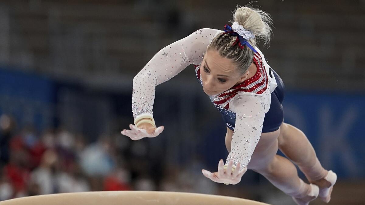 U.S. gymnast Mykayla Skinner performs on the vault Sunday.