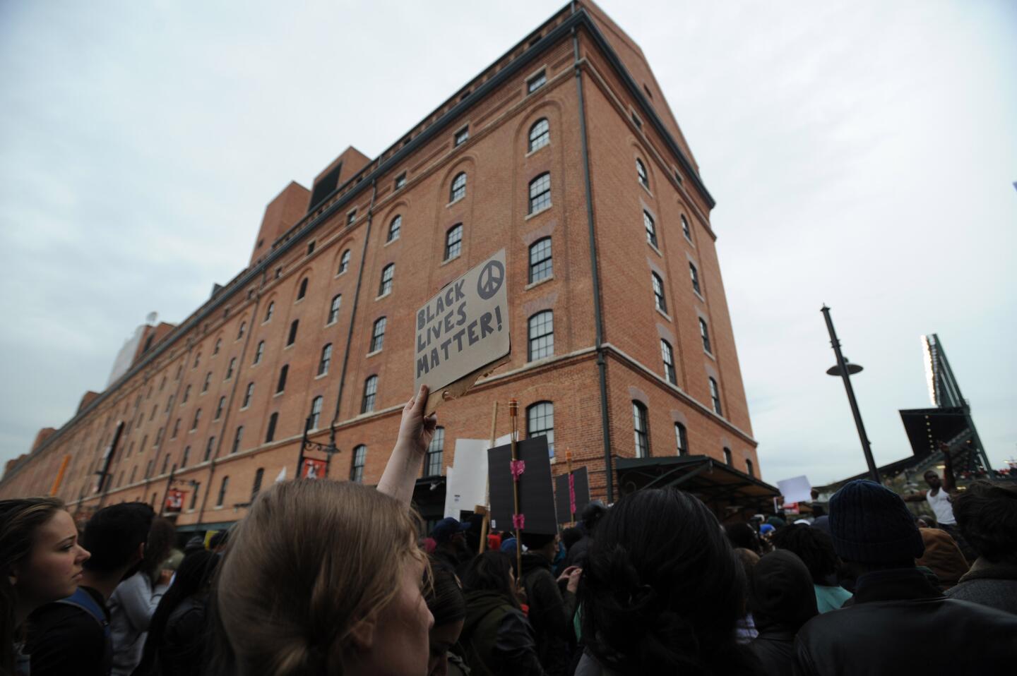 Protestors at Camden Yards