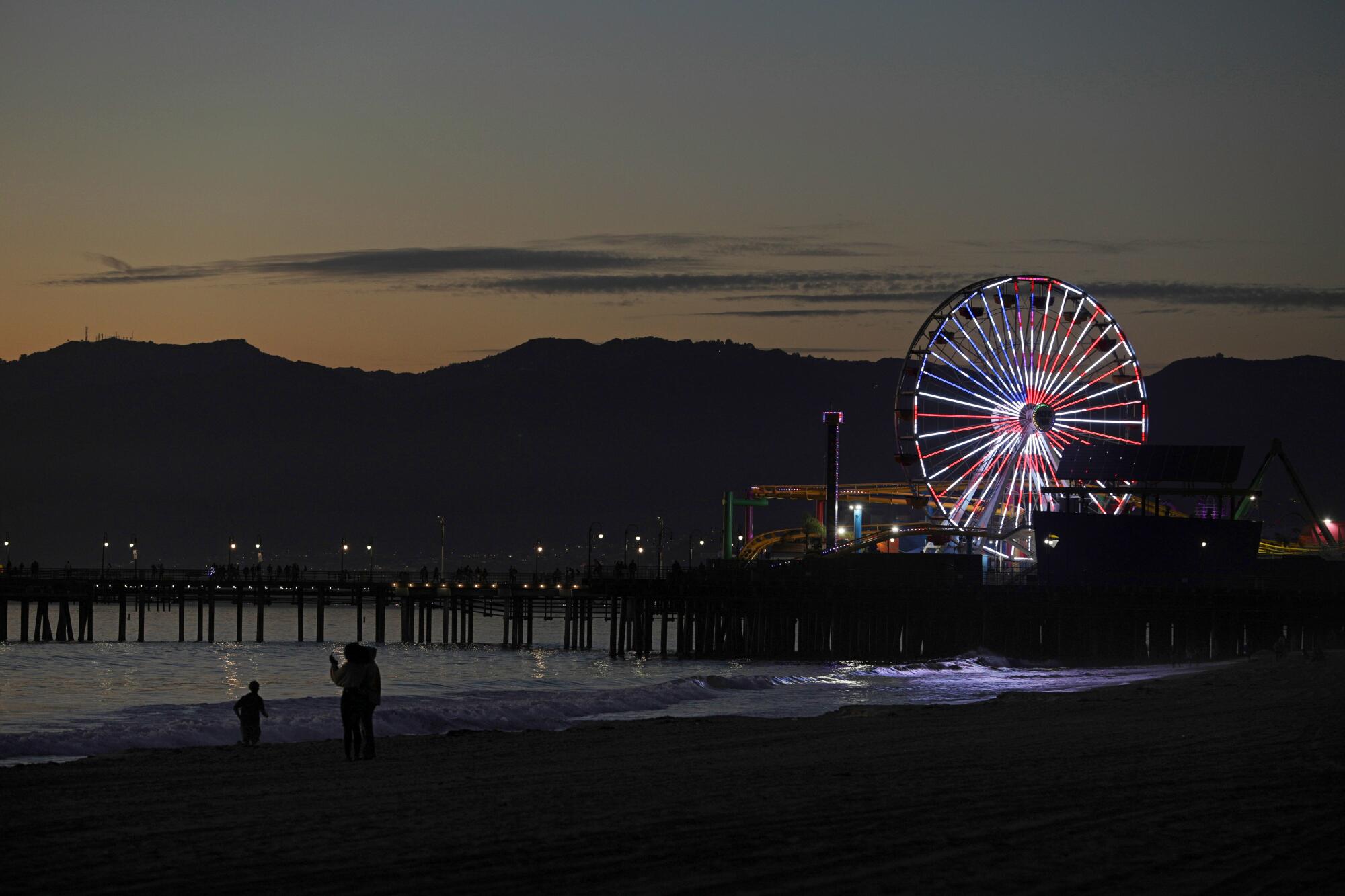 Patriotic display on the Ferris wheel at the Santa Monica Pier.