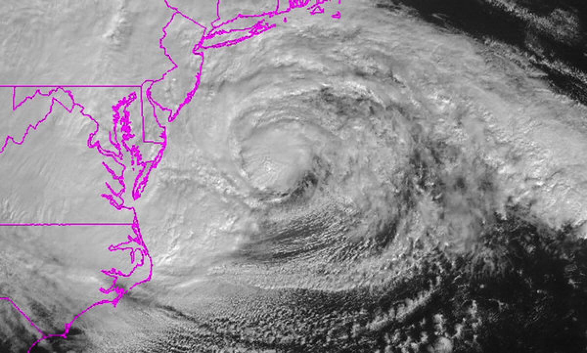 This NOAA satellite image shows Hurricane Sandy at 11:15 a.m. EDT Monday.