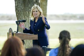 DELANO, CA - MARCH 31: First Lady Dr. Jill Biden participates in a Day of Action at The Forty Acres with the Cesar Chavez Foundation, United Farm Workers, and the UFW Foundation on Wednesday, March 31, 2021 in Delano, CA. (Kent Nishimura / Los Angeles Times)