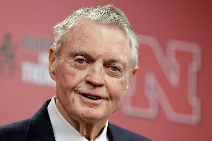 Nebraska athletic director Tom Osborne at the news conference announcing that he'll retire effective Jan. 1.