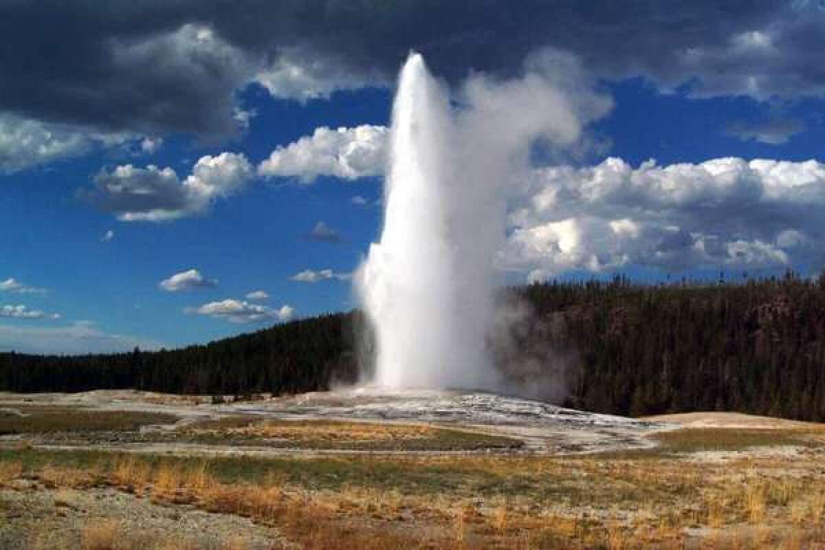 Old Faithful erupts at Yellowstone National Park.
