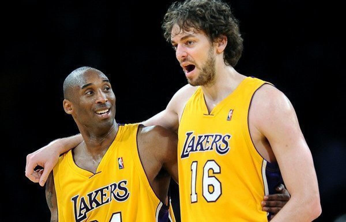 Lakers stars Kobe Bryant and Pau Gasol.