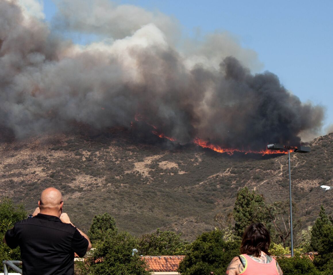 The Springs fire burns on the west side of Newbury Park.