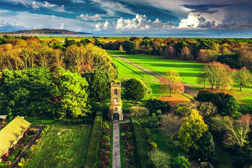 A photo of aerial view over the St. Anne Park in Dublin, Ireland.