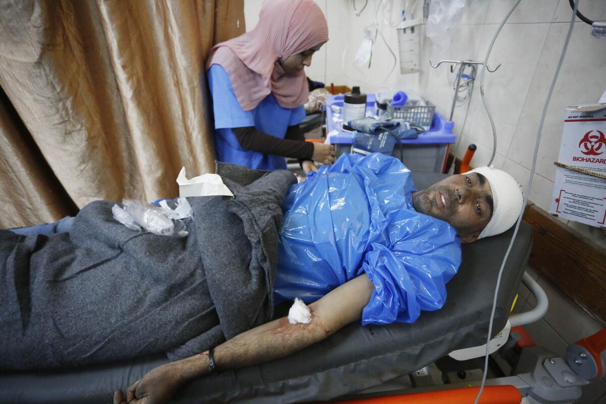 A Palestinian man being treated in a hospital