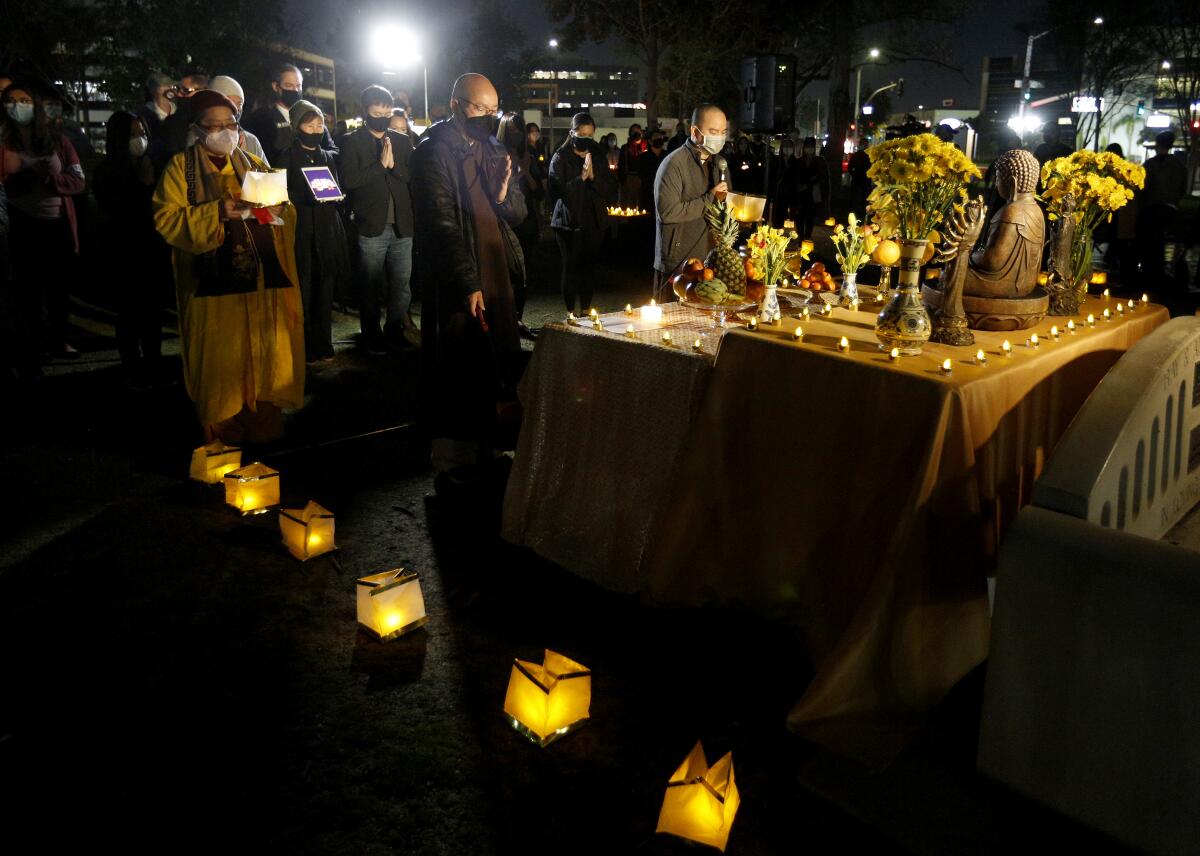 Supporters attended a candlelight vigil in Garden Grove on Tuesday.