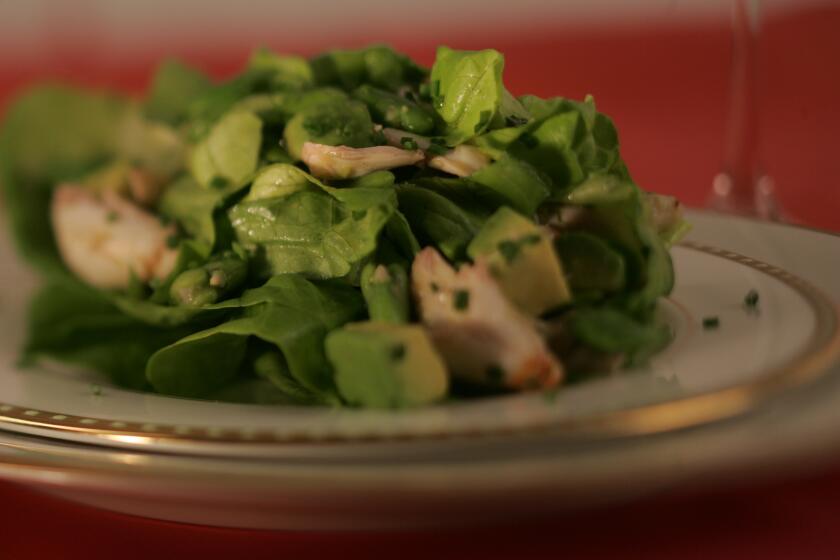Toss fat chunks of crab with a fruity dressing of orange and lime juices with fava beans and diced avocado, then with butter lettuce, and you get a decadent salad and an extravagant appetizer in one. Recipe: Crab salad