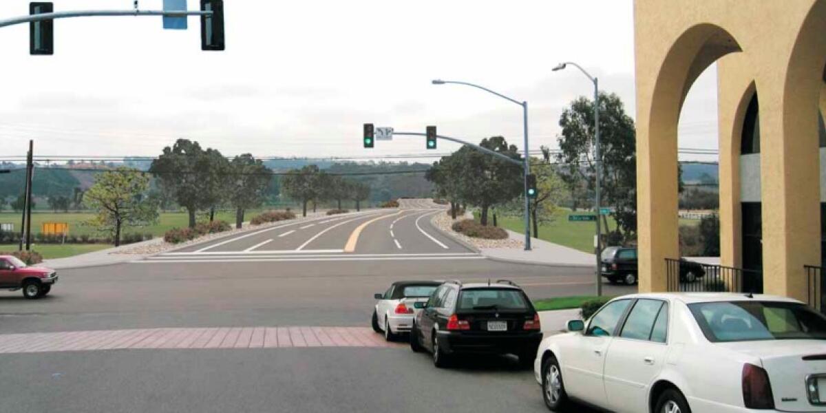The realigned El Camino Real's new intersection with Via de la Valle would be at De La Valle Place.
