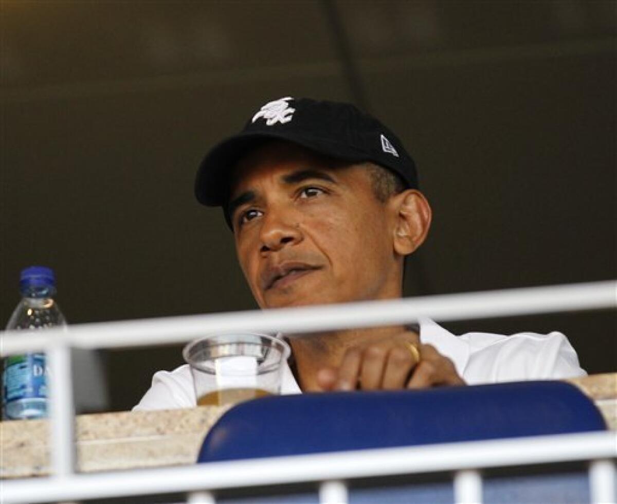 President Barack Obama attends a interleague baseball game between the Chicago White Sox and the Washington Nationals Friday, June 18, 2010 in Washington.(AP Photo/Pablo Martinez Monsivais)
