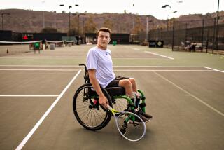 SAN JUAN CAPISTRANO, CA - SEPTEMBER 03: Landon Sachs, an adaptive tennis player.