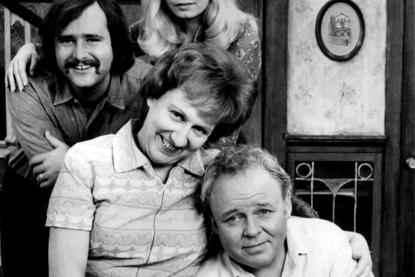 Carroll O'Connor, Jean Stapleton, Rob Reiner & Sally Struthers from the '70s series ALL IN THE FAMILY. courtesy CBS, 1991.