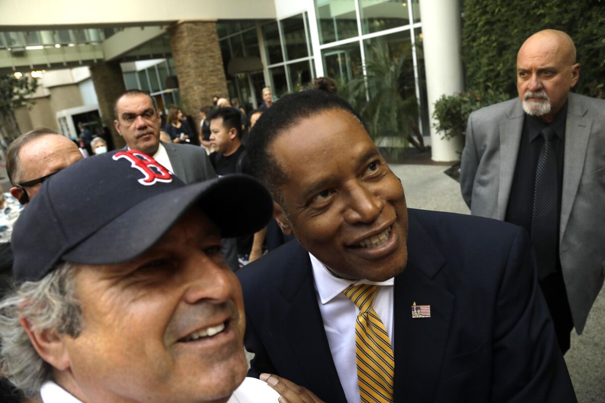 Larry Elder with supporters Woodland Hills
