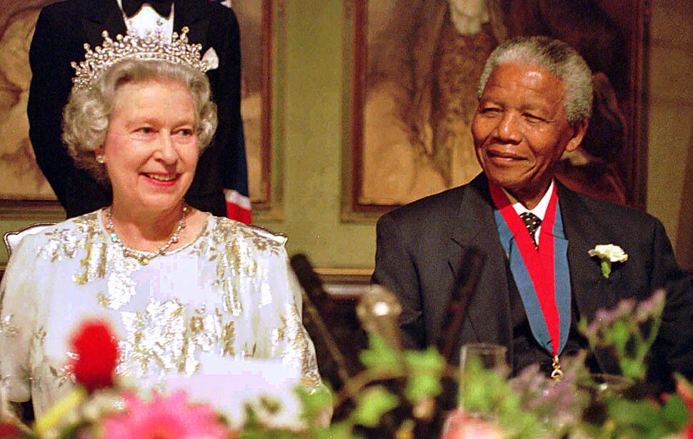 Queen Elizabeth II pays a state visit to South Africa in 1995, the first by a ruling British monarch since 1947.