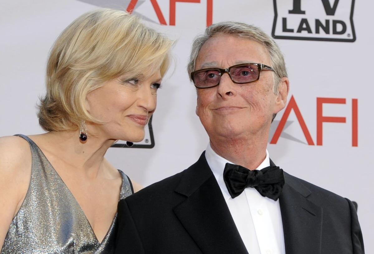 Journalist Diane Sawyer and director Mike Nichols at Sony Pictures Studios on June 10, 2010.