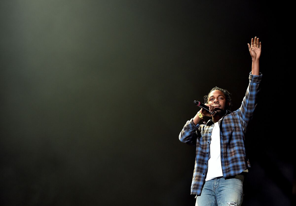 Kendrick Lamar onstage at Coachella.