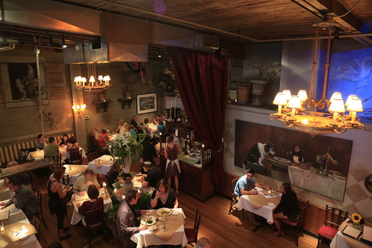 The Pink Door in Pike Place Market is an upscale restaurant serving Italian food.