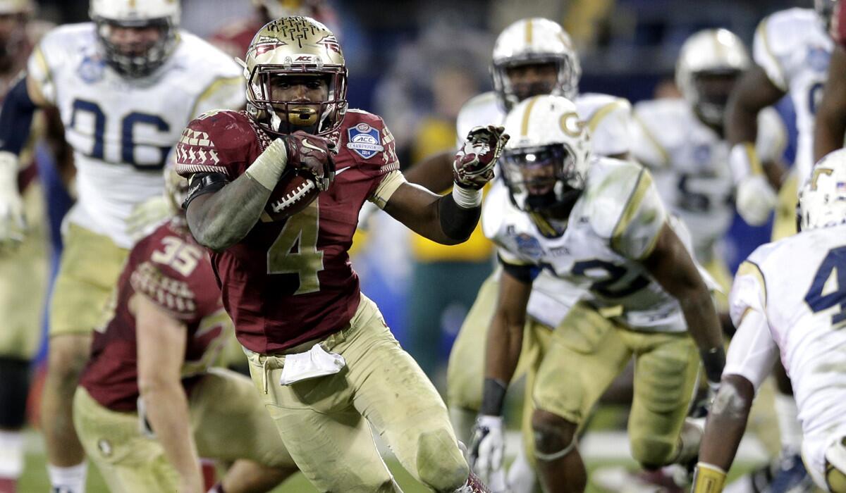 Running back Dalvin Cook leads Florida State this season with 905 yards rushing and earned most valuable player honors in the ACC title game with 177 yards.