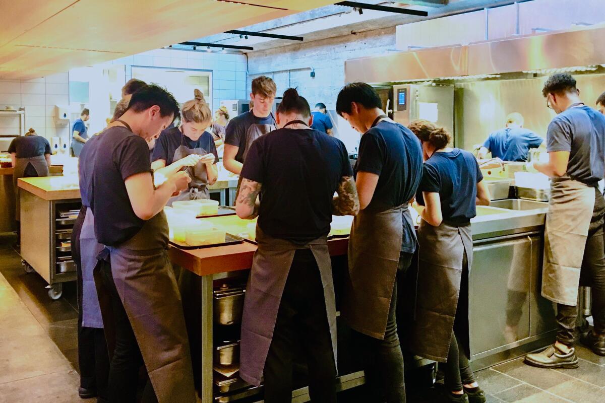 The open kitchen at Rene Redzepi's Copenhagen restaurant Noma.