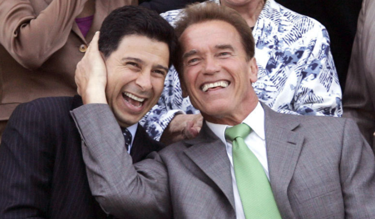 Former Assembly Speaker Fabian Nuñez, left, and Arnold Schwarzenegger, seen in 2007, became unlikely friends during Schwarzenegger's tenure as governor.